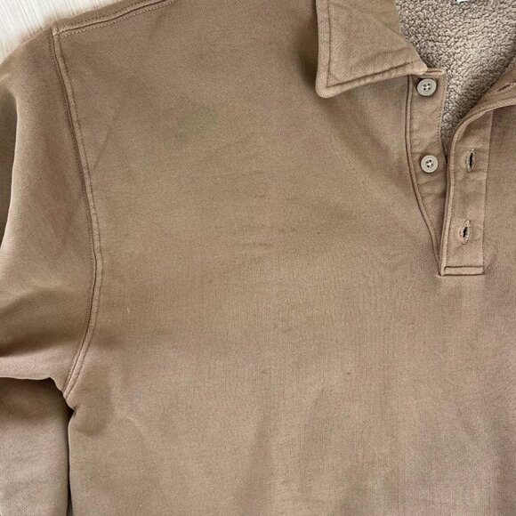 Aritzia TNA Cozy Fleece Boyfriend Fit Button Collar Pullover Medium - Picture 7 of 7